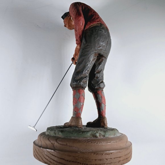 The Golfer, Sculpture by Michael Garman Signed 1987 11" tall base 6" wide - Picture 6 of 8